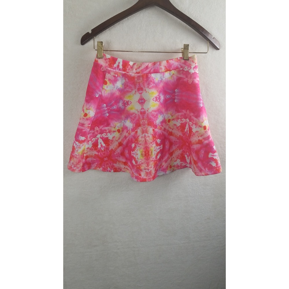Tie Dye Skater Skirt mini Cherry Styx Pink Yellow White women 10 12